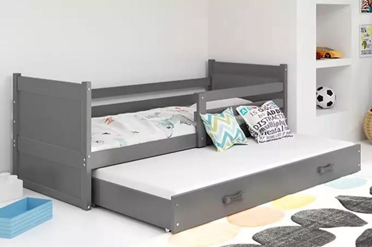 BMS Pull-out Jeugd Bed - 90x190 cm - Grafiet - Met Matras en Lades Grafiet #1