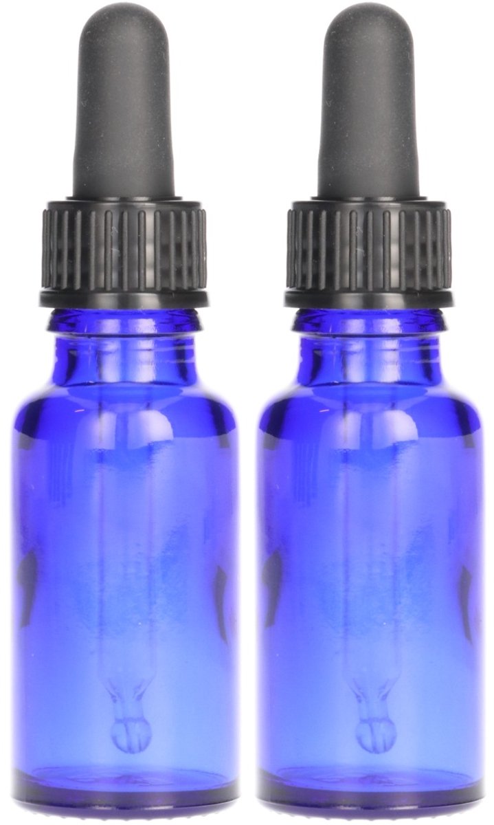 2x Druppelflesje met Druppelaar 20 ml - Blauw - Pipetflesje,