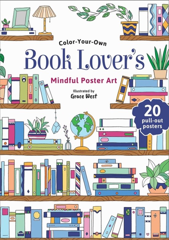 Mindful Poster Art- Book Lover's Coloring Book - cover