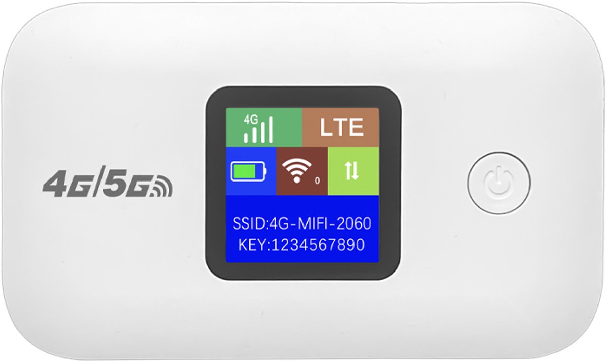Mifi Router – Draadloze Wifi – 4G/5G Router – 10 Apparaten – Werkt met Simkaart – Batterijcapaciteit 3000mAh – WiFi Dongle – Wifi Router – Wit