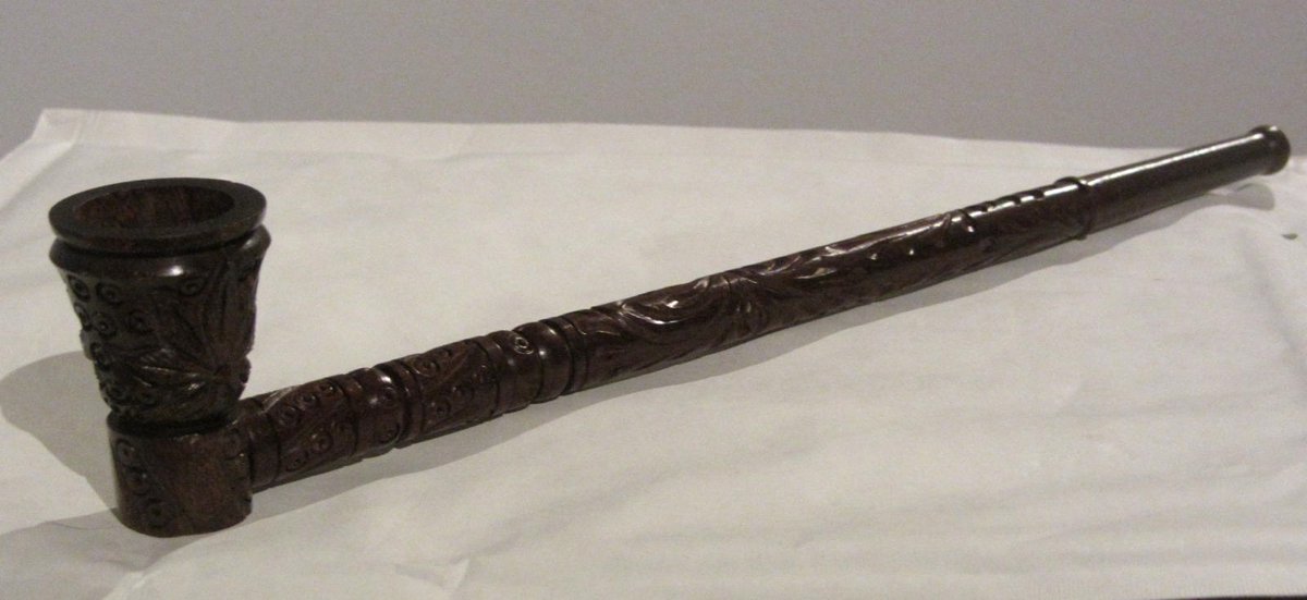 Houten Pijp Tulip Cone Carved Decorative Decoratieve Wooden Pipe Bruin Brown 23 cm