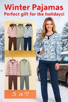 Warme Winter pyjama– Damespyjama Gemoltoneerd | verkrijgbaar Maat 50-58