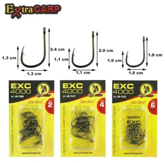 EXC '4000' Karper Haken - Haakmaat #10 - 10 stuks - Barbed - Karper Haak - Carp Hooks - voor Karper Onderlijnen van YATAI — afbeelding 2