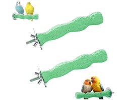 2 stuks - vogelbekslijpsteen - antislip hars nageltrimmer - hars snavelslijpsteen - stenen zitstokken - platformstandaard voor papegaaienkooi - voor parkieten en papegaaien - groen（9 × 2.3 cm）