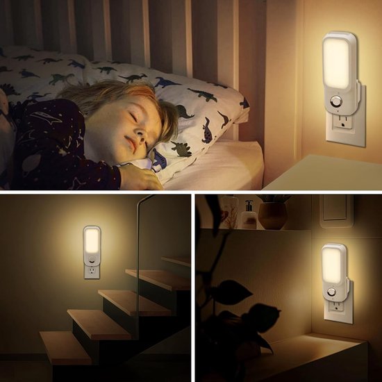 Bewegingssensor nachtlamp met zaklamp, nachtlamp met bewegingssensor van twilight to dawn in de muur, zacht warm wit, instelbare helderheid, ideaal voor in de slaapkamer, trap, gang van LOFTer — afbeelding 4
