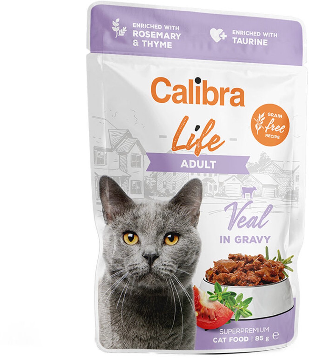Calibra Calibra Cat Life Adult Natvoer - Kalf - 28 x 85 g