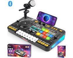 DJ Set Kinderen met Educatief Boekje - Oplaadbaar - Bluetooth - Microfoon - Speelgoed Muziekspeler - DJ Mixer Kids