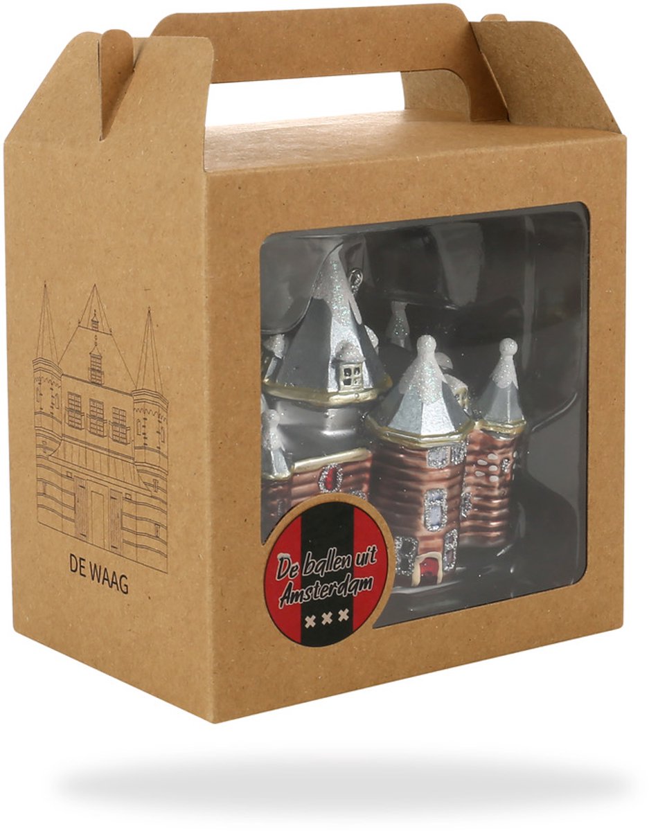 De Ballen Uit glazen kerstbal - de waag 7cm multi 1 stuks