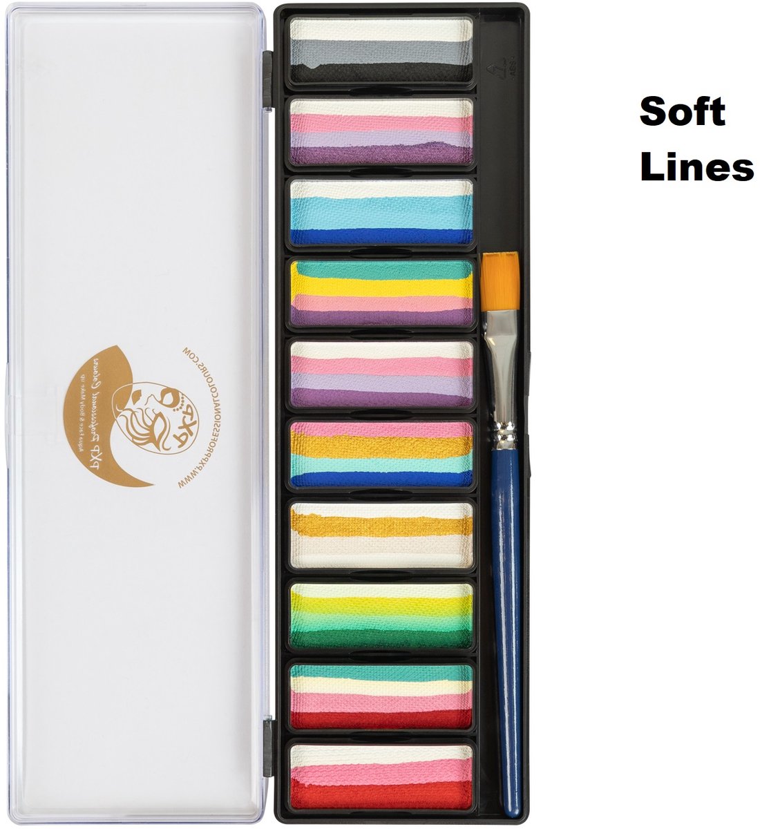 Schmink palette Soft lines 10 x 10 gram - Splitcake palet - One Stroke - Soft Lines - inclusief Penseel