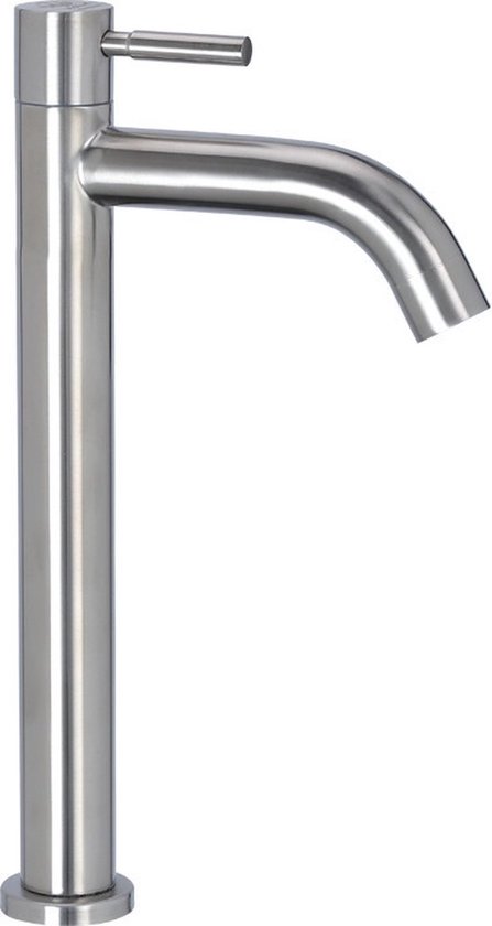 Kraan - wastafelkraan - koudwaterkraan - RVS - zilver - enkele hendel