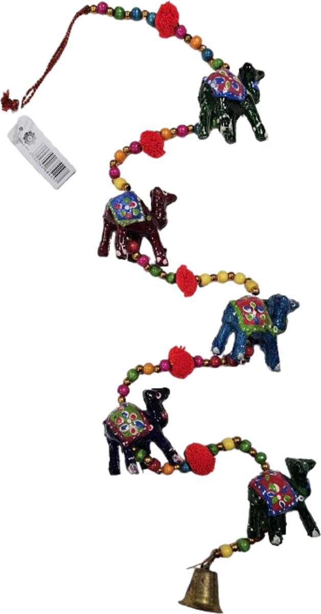 Decoratieve slinger - 5 houten kamelen (80 cm)
