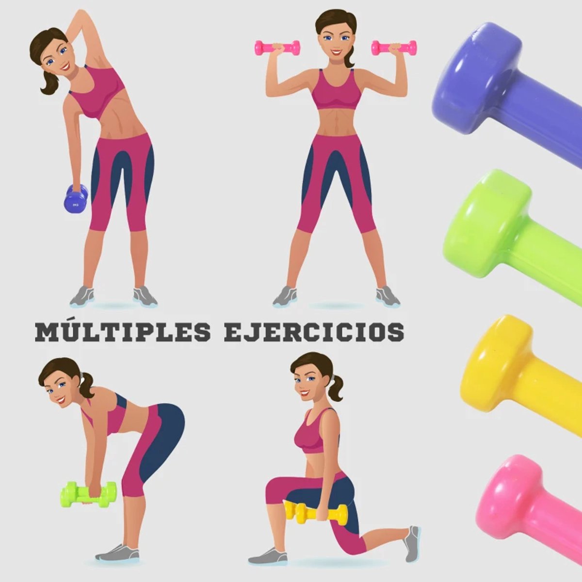 Halterset - 8-delige Set Halters met Koffer - Gewichten - Dumbells set van 4 Paar Halters - Gewichten Fitness - 2 x 0,5 kg, 2 x 1 kg, 2 x 1,5 kg, 2 x 2 kg - Halter set voor Krachttraining, Workout, Gym thumbnail 2