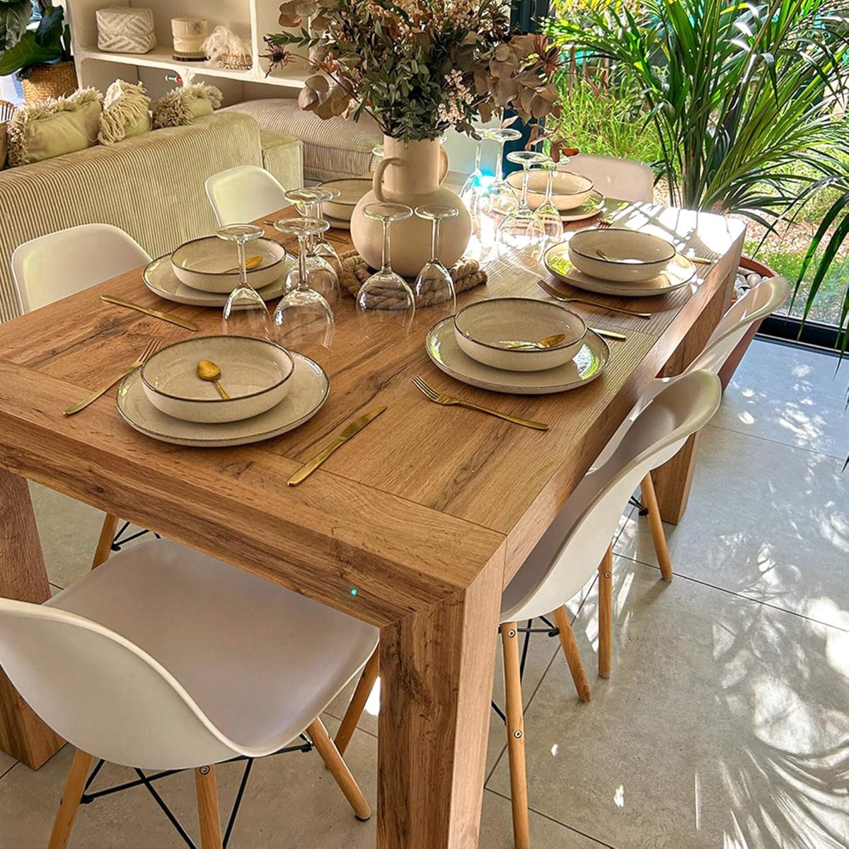 Uittrekbare Eettafel HomeByNicole Iacopo – Moderne Verstelbare Keukentafel 140-220 cm – Rustiek Eiken – 6 tot 10 Personen – Hoogwaardig Melamine Laminaat – Made in Italië