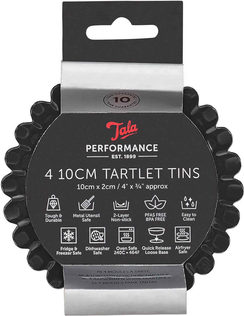 Mini Taartvorm, Set van 4 Stuks, 10 cm - Tala | Performance