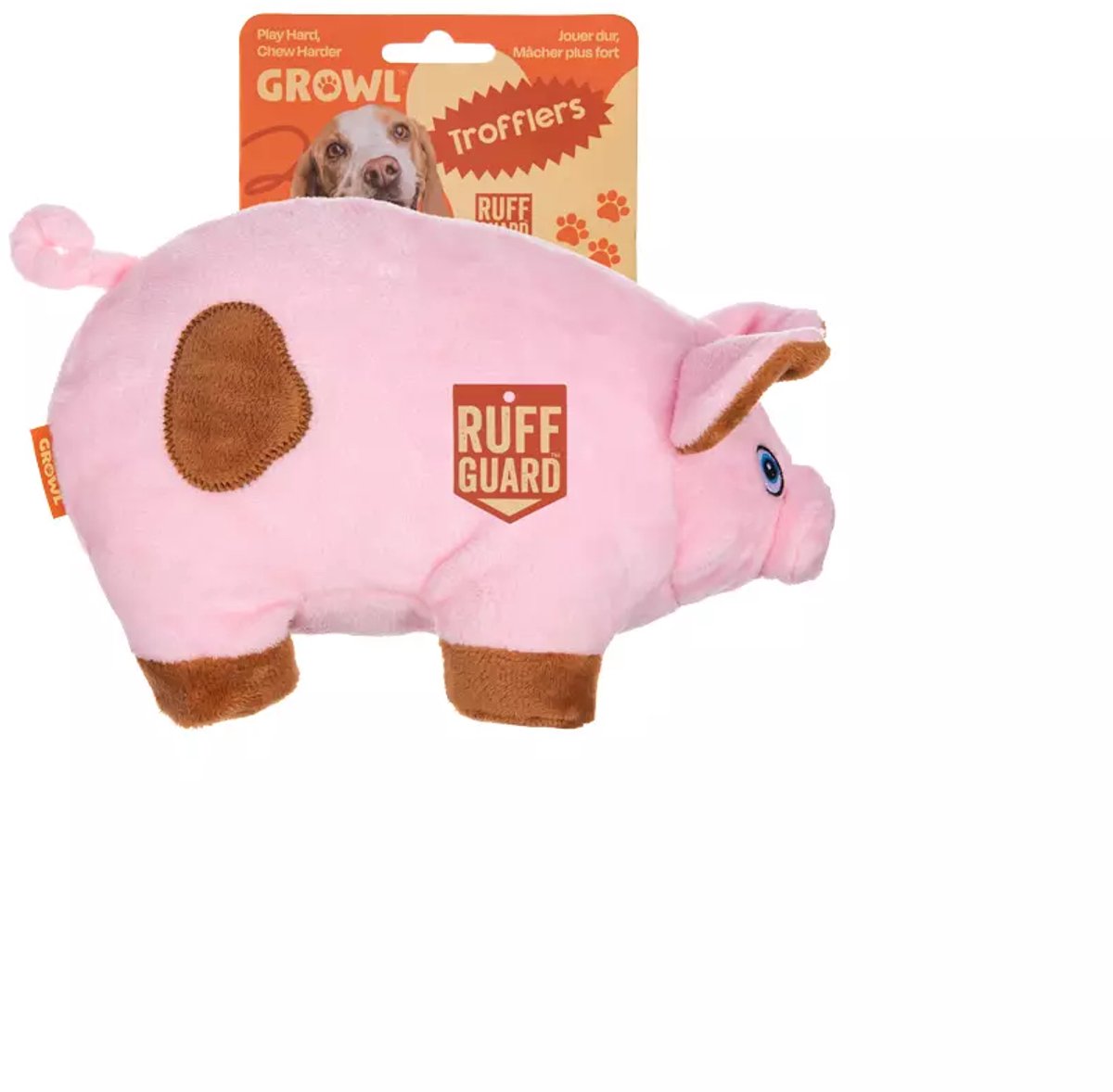 Growl Trofflers Hondenspeeltje met Pieper - Hondenknuffel - Kauwspeelgoed en Trektouw voor Alle Honden - Oinkers het Varken