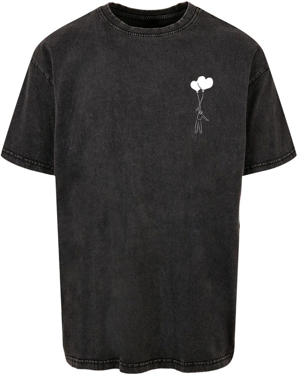 Merchcode - Love In The Air Acid Washed Heavy Oversize Heren Tshirt - XXL - Zwart