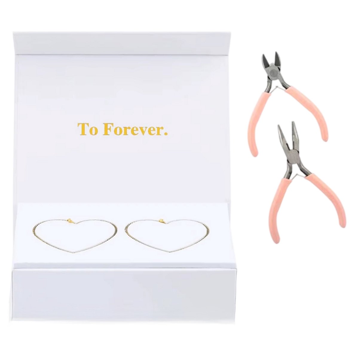 Eeuwige Armband voor Koppels – Eeuwige Liefdesarmband Double Heart (Goud & Goud) | Kit voor het Maken van Armbanden | Sieraden voor Hem & Haar | Romantisch Valentijnsdagcadeau