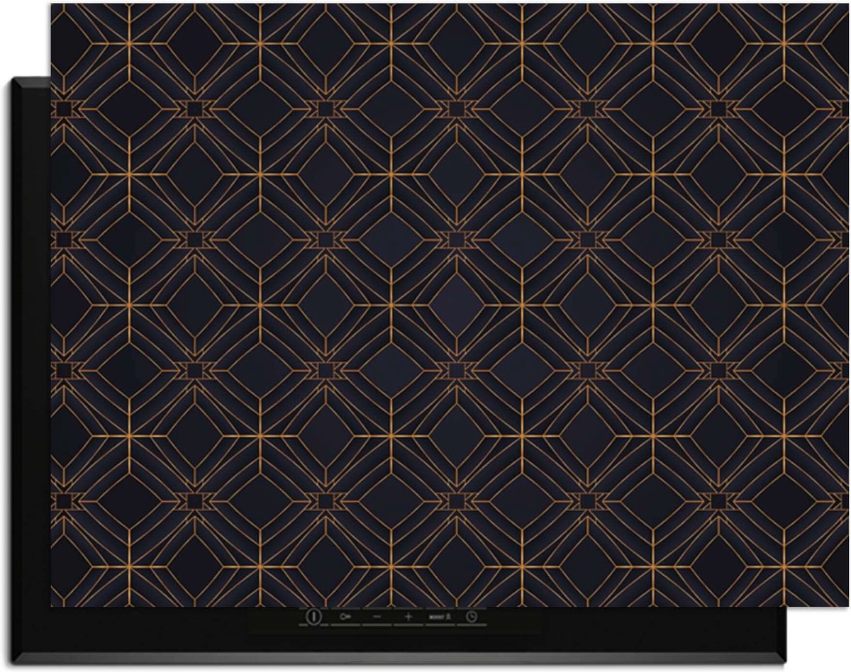 KitchenArt - Midnight Geometry – Inductie Beschermer - 81.2x52.7 cm - Kookplaat Beschermer - Luxe Afdekplaat Inductieplaat - Anti-slip & Oprolbaar - Beschermmat Inductiekookplaat