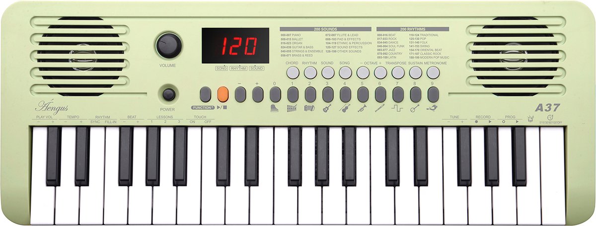 Aengus Keyboard Piano Keyboard Kind met 37 Aanslaggevoelige toetsen - USB-C MIDI - Groen