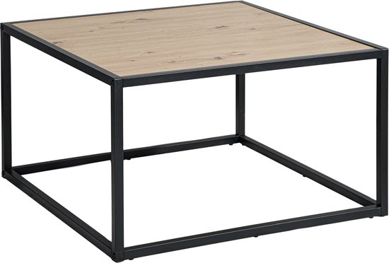 GDRN Table Basse Moderne en Bois 60CM– Design Minimaliste Met Métal | Élégante Table Basse de Salon
