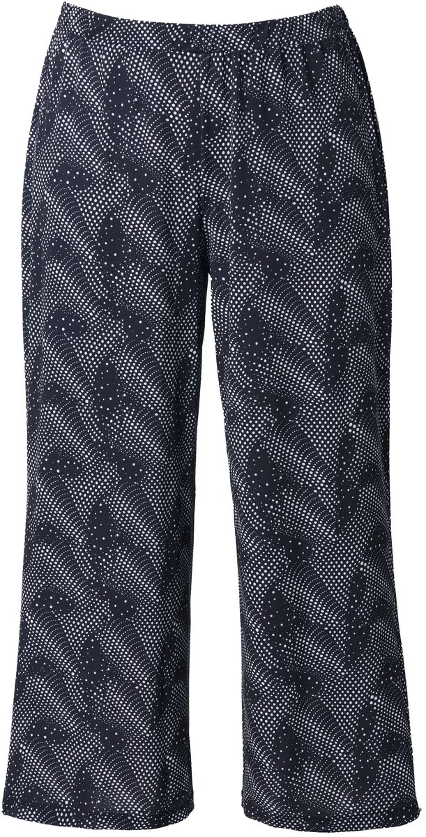 Ulla Popken - Dames - Culotte wijde rechte pijpen jersey grafisch motief - Zwart - Maat 66+