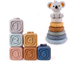 Baby Speelgoed Stapelstenen en Stapeltoren Set - Sensorisch Speelgoed 6 maanden - Baby Stapelblokken 1 jaar - Motoriek Speelgoed 2 jaar - Montessori speelgoed - Meisjes speelgoed 0-2 jaar jongens - Peuter speelgoed -Kraamcadeau Meisje