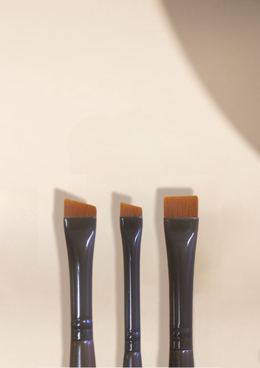 Henna Wenkbrauw Penselen Set - 3-delig - Flat & Angled Brushes - Voor Henna & Brow Tint