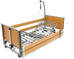 Elektrisch Hoog-Laag Zorgbed 90x200 cm – ECOFIT S Low Beuken – Extra Laag, Inclusief Bedpapegaai & Montage