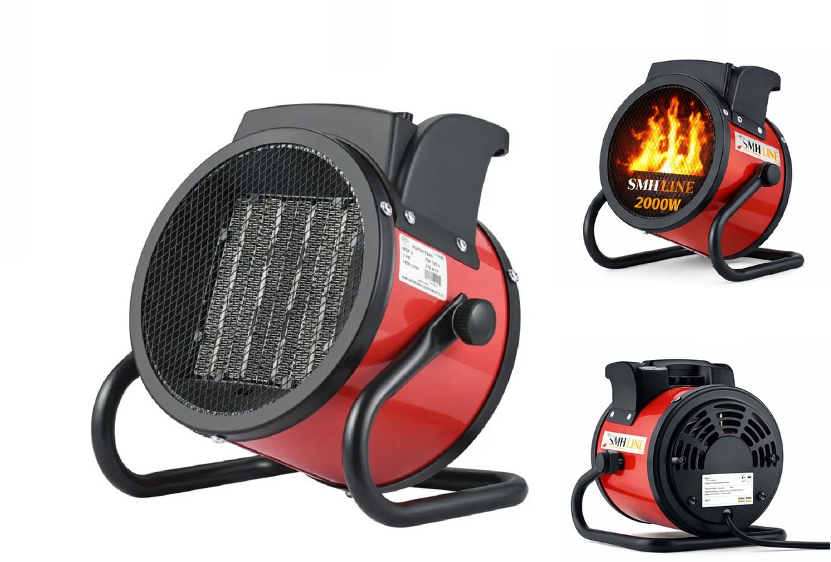 SMH LINE® Elektrische kachel - Straalkachel - 3000W - Regelbaar - Oververhittingsbeveiliging - Zwart
