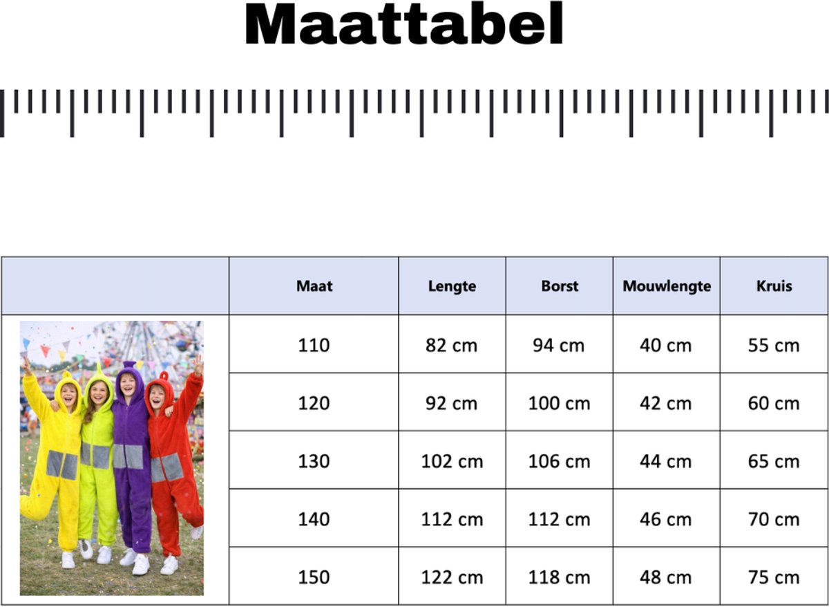 JOYAKIDS® Tele Onesie tinky Kinderen | Carnavalskleding Jongens & Meisjes | Verkleedkleren Meisje Jongen | Paars Verkleedkostuum Kids | Tubbie Kostuum Kind | Carnaval kleding | Verkleedkleding | Verkleed als | Groepskostuum | — afbeelding 11