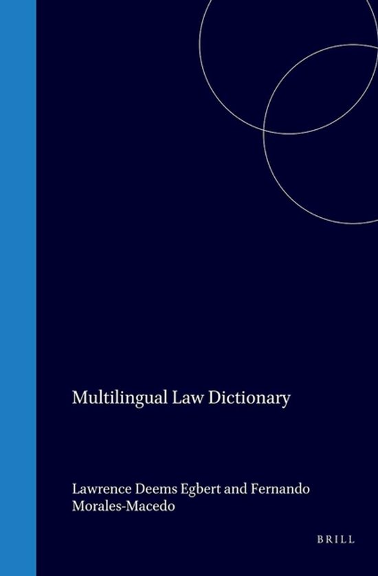 Donkerblauwe boekomslag met witte tekst 'Multilingual Law Dictionary' en Brill logo.
