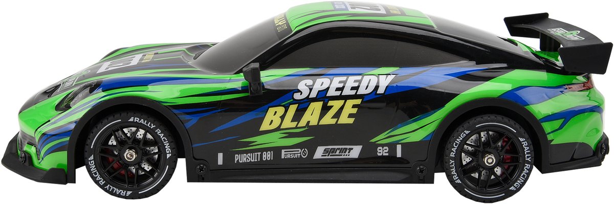 Gear2Play Speedy Blaze RC Auto 1:16 – Drift Auto met Licht & Geluid – Inclusief Oplaadbare batterij en extra set Banden — afbeelding 4