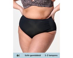 Moodies menstruatie zwemkleding - Highwaist bikini broekje - licht-gemiddeld kruisje - Zwart - maat XL