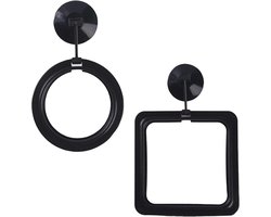 Aquarium voederring - 2 Stuks - Kunststof - Zuignap Bevestiging - Drijvende voederring - Drijvende Visvoer Ring - Aquarium Accesoires - Aquarium Decoratie - Rond - Vierkant - Geschikt voor aquariums - Zwart