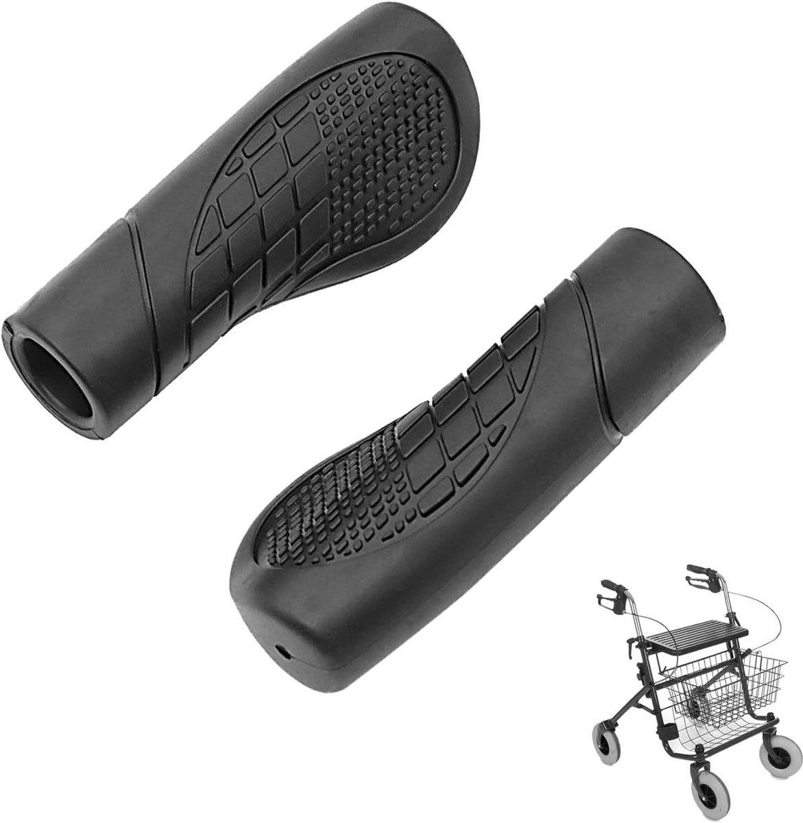 Provento- Rollatorhandgrepen - ergonomisch gevormd - antislip - comfortkussen - reserveonderdelen - ouderen - gewonden - geschikt voor 2,2 cm - zwart-model