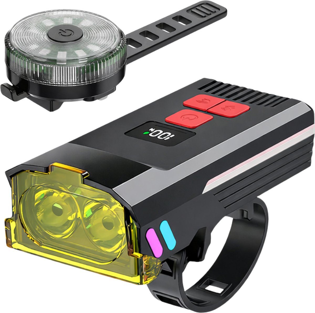 LUMORIA LED Fietsverlichting - USB-C, Bluetooth & Geellicht