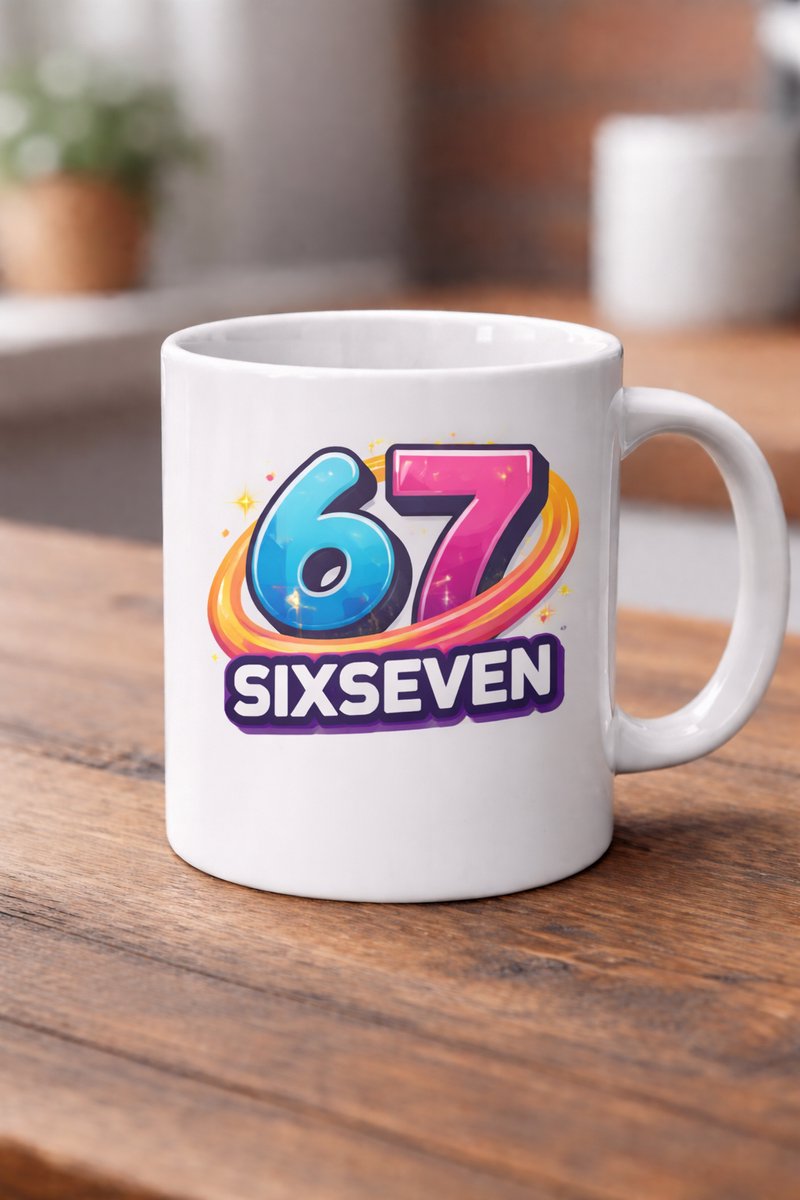 Bedrukte mok Six Seven, Six Seven, 6-7, Bedrukte beker, Mok, Beker, Mok met tekst, Cadeau, XLX®