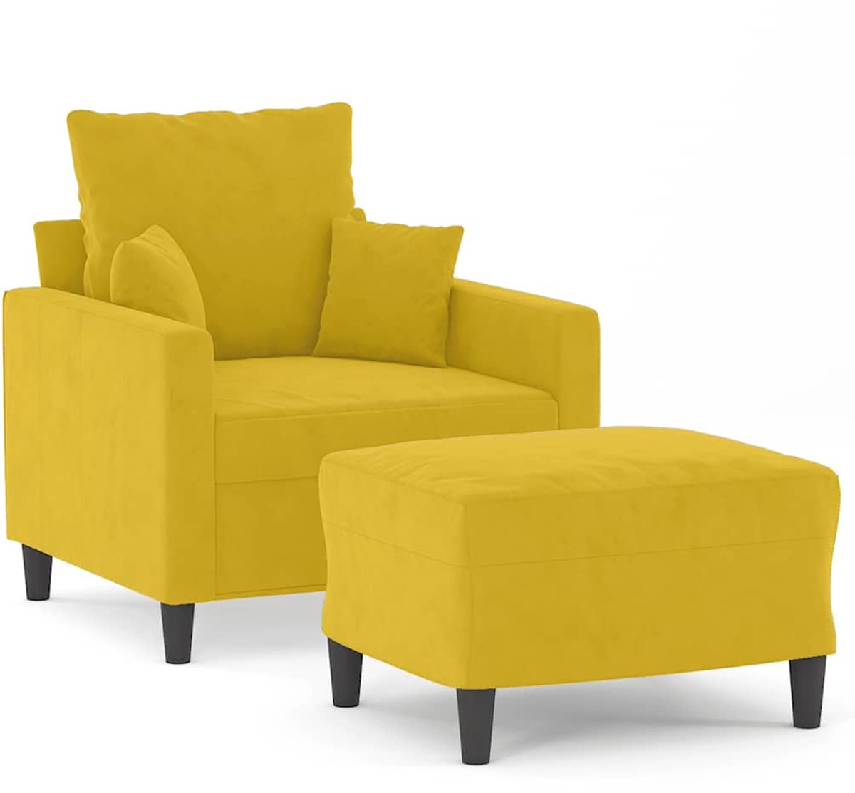 vidaXL Fauteuil - met - voetenbank - 60 - cm - fluweel - geel