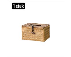 1 stuk - Tissue houders - Tissue Box - Gras Tissue Box - Natuurlijk Design voor in de Auto of Thuis, Unieke Ambachtelijke Opbergdoos voor Papieren - Bruin