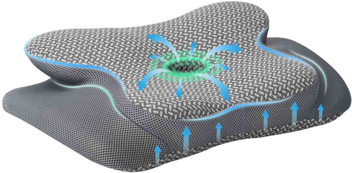 vidaXL - Hals - Kussen - Éénkleurig - Grijs - 58 - x - 38 - x - 12 - cm - Traagschuim