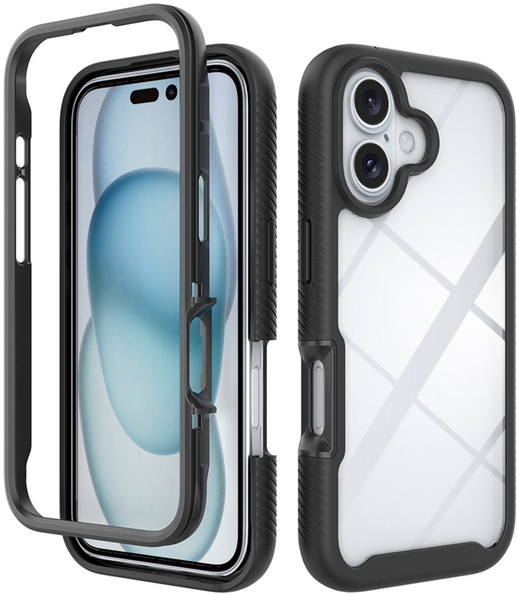 imoshion Hoesje - Geschikt voor Apple iPhone 16 - 360° Full Protective Case - Zwart