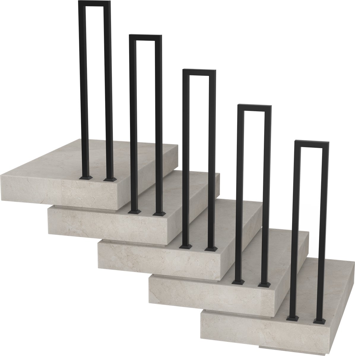 Aufun Leuning voor Trappen Trapleuning 95cm - U-vormige Metalen Reling - Staande Installatie - Zwart