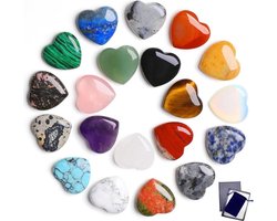 Set van 20 hartvormige kristallen stenen, natuurlijke helende kristallen