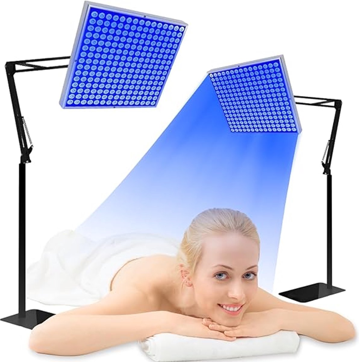 Gelaatsbruiner voor Thuis – 460 nm Bruiningslamp – 225 LED’s – Opvouwbare Standaard – Voor Gezicht & Lichaam