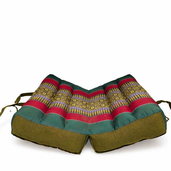 Meditatiekussen - Yoga kussen - Zitkussen - Opvouwbare Vloerkussen - Draagbaar kussen - groen/rood (40x40x7cm) van Sens Design — afbeelding 2