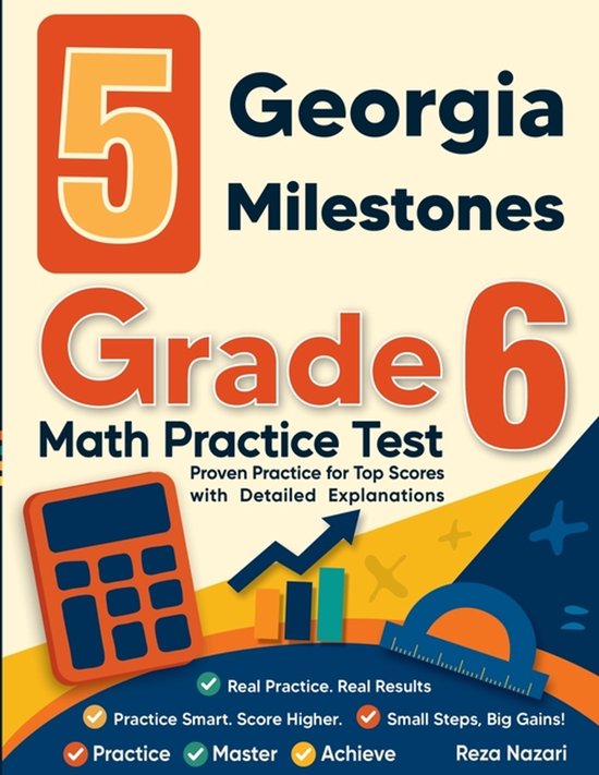 5 Georgia Milestones Grade 6 Math Practice Tests - cover