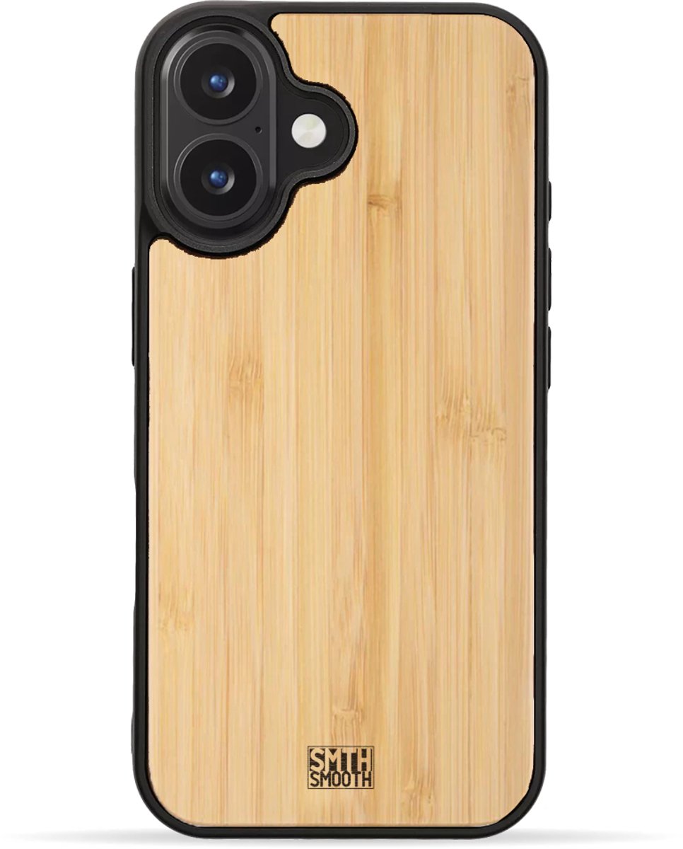 SMOOTH houten iPhone 17 hoesje - BAMBOE - stijlvol en beschermend - gemaakt van echt hout en TPU - ecologisch en duurzaam - MagSafe compatibel