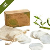 10x Witte Herbruikbare Wattenschijfjes – Bamboe - Inclusief Gratis Waszakje | Duurzaam Cadeau - Zero Waste | Wasbare Wattenschijfjes | Make Up Pads