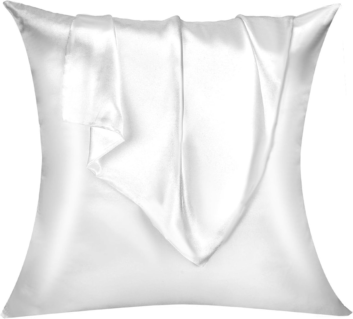 Famanu - Satijnen kussenslopen 60x60 cm wit set 2, microfiber satijn effen kleur, envelopsluiting kreukvrij ademend