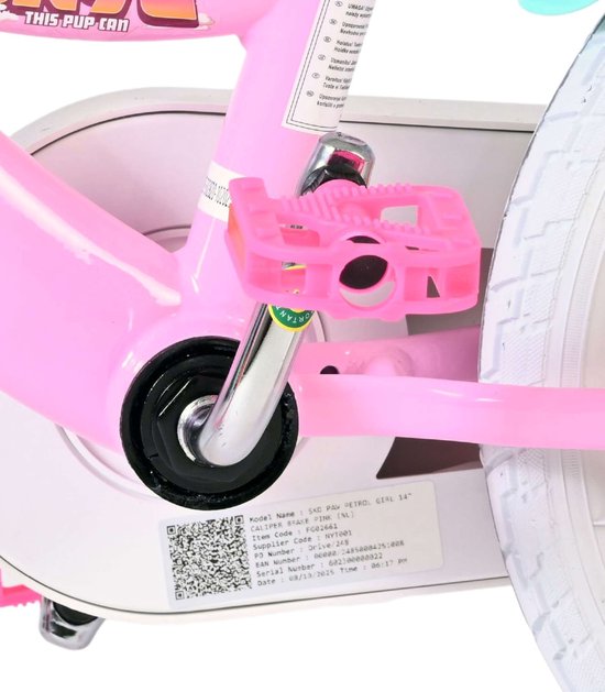 Paw Patrol Kinderfiets - Meisjes - 14 inch - Roze - Twee handremmen van PAW PATROL — afbeelding 5